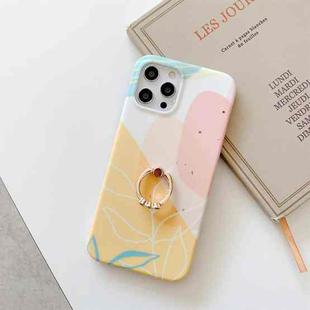 For iPhone 11 Watercolor Painting Series Half Coverage IMD Workmanship Protective Case with Ring Holder (DX-48)