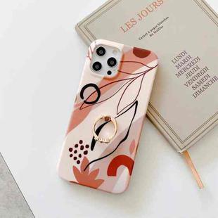 For iPhone 11 Pro Watercolor Painting Series Half Coverage IMD Workmanship Protective Case with Ring Holder (DX-50)