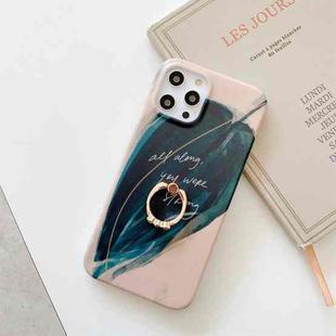 For iPhone 11 Pro Max Watercolor Painting Series Half Coverage IMD Workmanship Protective Case with Ring Holder (DX-51)