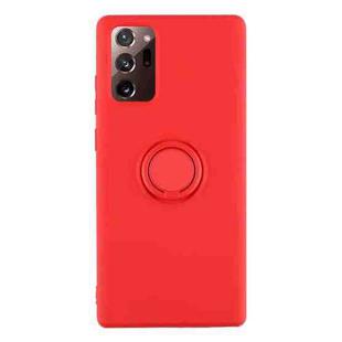 For Samsung Galaxy S20 FE Solid Color Liquid Silicone Shockproof Full Coverage Protective Case with Ring Holder(Bright Red)