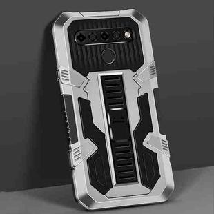 For LG K61 Vanguard Warrior All Inclusive Double-color Shockproof TPU + PC Protective Case with Holder(Silver White)