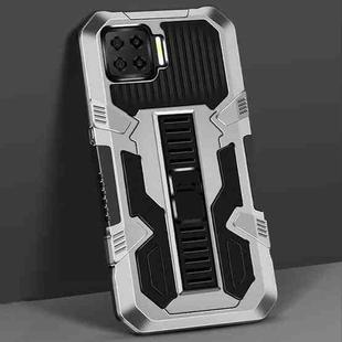 For OPPO A73 Vanguard Warrior All Inclusive Double-color Shockproof TPU + PC Protective Case with Holder(Silver White)