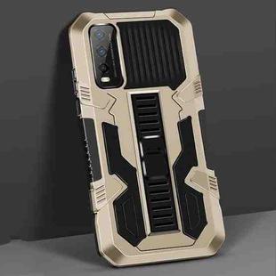 For vivo Y20 / Y20S Vanguard Warrior All Inclusive Double-color Shockproof TPU + PC Protective Case with Holder(Gold)