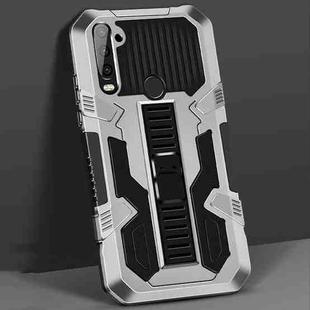 For Motorola Moto G8 Power Lite Vanguard Warrior All Inclusive Double-color Shockproof TPU + PC Protective Case with Holder(Silver White)