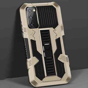 For Samsung Galaxy S20 FE Vanguard Warrior All Inclusive Double-color Shockproof TPU + PC Protective Case with Holder(Gold)