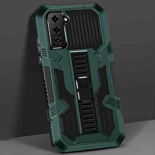For Samsung Galaxy S21+ 5G Vanguard Warrior All Inclusive Double-color Shockproof TPU + PC Protective Case with Holder(Graphite Green)