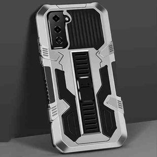 For Samsung Galaxy S21+ 5G Vanguard Warrior All Inclusive Double-color Shockproof TPU + PC Protective Case with Holder(Silver White)