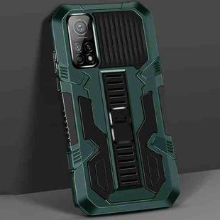 For Xiaomi Mi 10T Vanguard Warrior All Inclusive Double-color Shockproof TPU + PC Protective Case with Holder(Graphite Green)