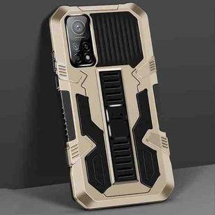 For Xiaomi Mi 10T Vanguard Warrior All Inclusive Double-color Shockproof TPU + PC Protective Case with Holder(Gold)