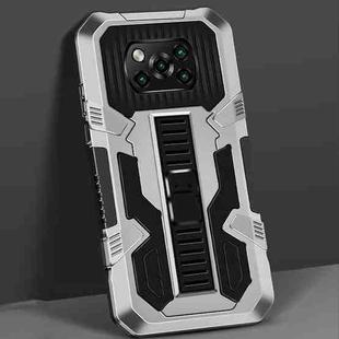For Xiaomi Poco X3 Vanguard Warrior All Inclusive Double-color Shockproof TPU + PC Protective Case with Holder(Silver White)