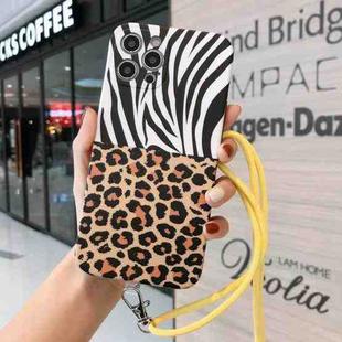 Animal Texture IMD Shockproof TPU Protective Case with Lanyard For iPhone 11 Pro(Zebra + Leopard)