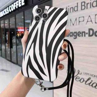 Animal Texture IMD Shockproof TPU Protective Case with Lanyard For iPhone 11 Pro Max(Zebra Pattern)