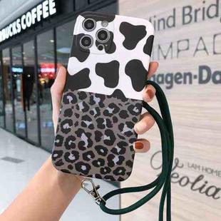 For iPhone 12 Pro Animal Texture IMD Shockproof TPU Protective Case with Lanyard(Cow + leopard)