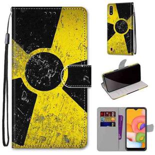 For Samsung Galaxy A01 Coloured Drawing Cross Texture Horizontal Flip PU Leather Case with Holder & Card Slots & Wallet & Lanyard(Yellow and Black Signs)