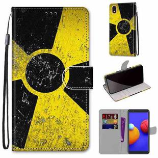 For Samsung Galaxy A01 Core Coloured Drawing Cross Texture Horizontal Flip PU Leather Case with Holder & Card Slots & Wallet & Lanyard(Yellow and Black Signs)
