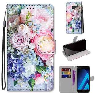 For Samsung Galaxy A5 2017 Coloured Drawing Cross Texture Horizontal Flip PU Leather Case with Holder & Card Slots & Wallet & Lanyard(Light Pink Bouquet)