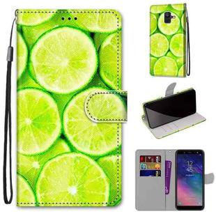For Samsung Galaxy A6 2018 Coloured Drawing Cross Texture Horizontal Flip PU Leather Case with Holder & Card Slots & Wallet & Lanyard(Lime)