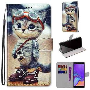 For Samsung Galaxy A7 2018 Coloured Drawing Cross Texture Horizontal Flip PU Leather Case with Holder & Card Slots & Wallet & Lanyard(Leather Shoes Cat)