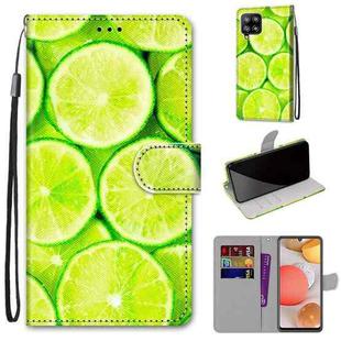 For Samsung Galaxy A42 5G Coloured Drawing Cross Texture Horizontal Flip PU Leather Case with Holder & Card Slots & Wallet & Lanyard(Lime)