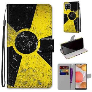 For Samsung Galaxy A42 5G Coloured Drawing Cross Texture Horizontal Flip PU Leather Case with Holder & Card Slots & Wallet & Lanyard(Yellow and Black Signs)