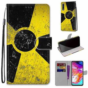 For Samsung Galaxy A70 Coloured Drawing Cross Texture Horizontal Flip PU Leather Case with Holder & Card Slots & Wallet & Lanyard(Yellow and Black Signs)