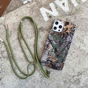 For iPhone 12 / 12 Pro Camouflage Pattern IMD Shockproof TPU Protective Case with Lanyard(Hunter Camo)