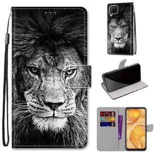For Huawei nova 6 SE / P40 Lite Coloured Drawing Cross Texture Horizontal Flip PU Leather Case with Holder & Card Slots & Wallet & Lanyard(B11 Black White Lion Head)