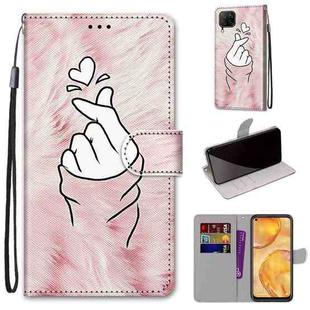 For Huawei nova 6 SE / P40 Lite Coloured Drawing Cross Texture Horizontal Flip PU Leather Case with Holder & Card Slots & Wallet & Lanyard(Pink Hands Heart)
