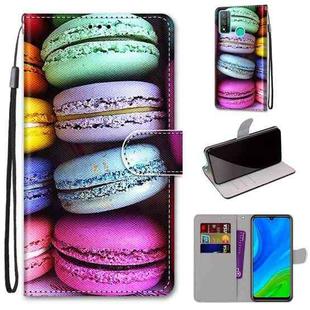 For Huawei P smart 2020 Coloured Drawing Cross Texture Horizontal Flip PU Leather Case with Holder & Card Slots & Wallet & Lanyard(Colorful  Cakes)