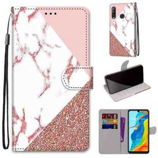 For Huawei P30 Lite Coloured Drawing Cross Texture Horizontal Flip PU Leather Case with Holder & Card Slots & Wallet & Lanyard(Powder Stone Texture)