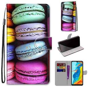 For Huawei P30 Lite Coloured Drawing Cross Texture Horizontal Flip PU Leather Case with Holder & Card Slots & Wallet & Lanyard(Colorful  Cakes)