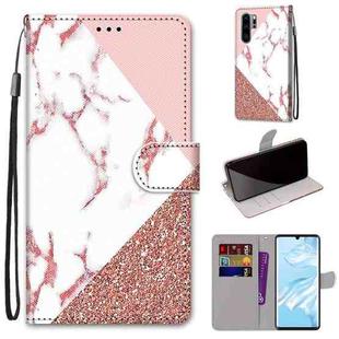 For Huawei P30 Pro Coloured Drawing Cross Texture Horizontal Flip PU Leather Case with Holder & Card Slots & Wallet & Lanyard(Powder Stone Texture)