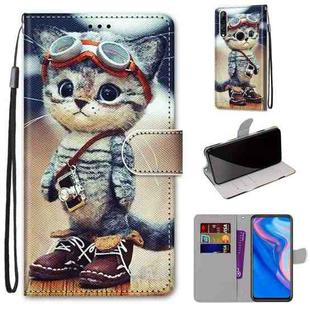 For Huawei P smart Z / Y9 Prime Coloured Drawing Cross Texture Horizontal Flip PU Leather Case with Holder & Card Slots & Wallet & Lanyard(Leather Shoes Cat)