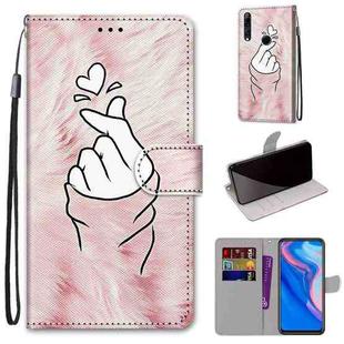 For Huawei P smart Z / Y9 Prime Coloured Drawing Cross Texture Horizontal Flip PU Leather Case with Holder & Card Slots & Wallet & Lanyard(Pink Hands Heart)