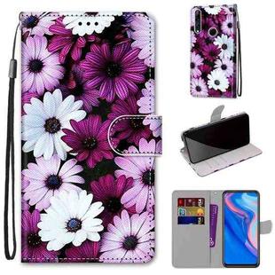 For Huawei P smart Z / Y9 Prime Coloured Drawing Cross Texture Horizontal Flip PU Leather Case with Holder & Card Slots & Wallet & Lanyard(Chrysanthemum Pink White Purple)