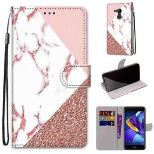 For Huawei Honor V9 Play Coloured Drawing Cross Texture Horizontal Flip PU Leather Case with Holder & Card Slots & Wallet & Lanyard(Powder Stone Texture)