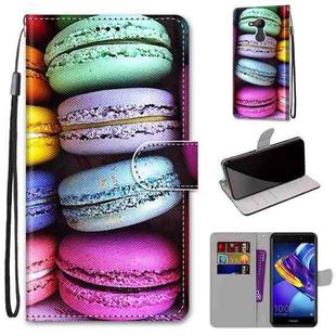 For Huawei Honor V9 Play Coloured Drawing Cross Texture Horizontal Flip PU Leather Case with Holder & Card Slots & Wallet & Lanyard(Colorful  Cakes)