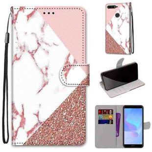 For Huawei Y6 (2018) / Honor 7A Coloured Drawing Cross Texture Horizontal Flip PU Leather Case with Holder & Card Slots & Wallet & Lanyard(Powder Stone Texture)