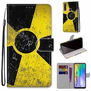 For Huawei Y6p Coloured Drawing Cross Texture Horizontal Flip PU Leather Case with Holder & Card Slots & Wallet & Lanyard(Yellow Black Logo)