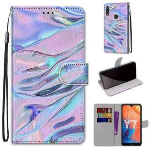 For Huawei Y7 (2019) / Enjoy 9 Coloured Drawing Cross Texture Horizontal Flip PU Leather Case with Holder & Card Slots & Wallet & Lanyard(Fluorescent Water Texture)