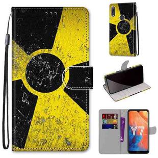 For Huawei Y7 (2019) / Enjoy 9 Coloured Drawing Cross Texture Horizontal Flip PU Leather Case with Holder & Card Slots & Wallet & Lanyard(Yellow Black Logo)