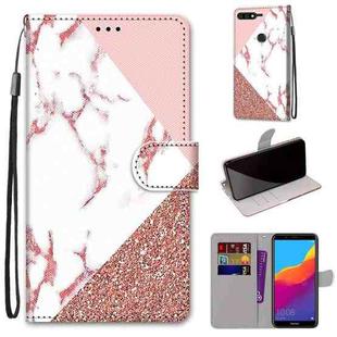 For Huawei Y7 (2018) / Enjoy 8 Coloured Drawing Cross Texture Horizontal Flip PU Leather Case with Holder & Card Slots & Wallet & Lanyard(Powder Stone Texture)