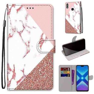 For Huawei Honor 8X Coloured Drawing Cross Texture Horizontal Flip PU Leather Case with Holder & Card Slots & Wallet & Lanyard(Powder Stone Texture)