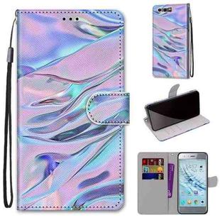 For Huawei Honor 9 Coloured Drawing Cross Texture Horizontal Flip PU Leather Case with Holder & Card Slots & Wallet & Lanyard(Fluorescent Water Texture)