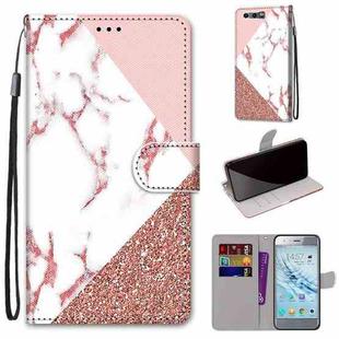 For Huawei Honor 9 Coloured Drawing Cross Texture Horizontal Flip PU Leather Case with Holder & Card Slots & Wallet & Lanyard(Powder Stone Texture)