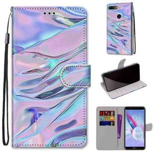 For Huawei Honor 9 Lite Coloured Drawing Cross Texture Horizontal Flip PU Leather Case with Holder & Card Slots & Wallet & Lanyard(Fluorescent Water Texture)