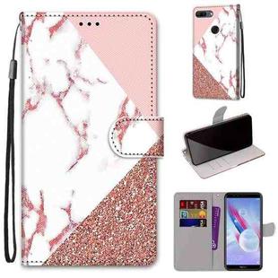 For Huawei Honor 9 Lite Coloured Drawing Cross Texture Horizontal Flip PU Leather Case with Holder & Card Slots & Wallet & Lanyard(Powder Stone Texture)