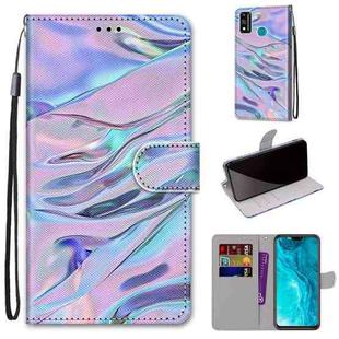 For Huawei Honor 9X Lite Coloured Drawing Cross Texture Horizontal Flip PU Leather Case with Holder & Card Slots & Wallet & Lanyard(Fluorescent Water Texture)