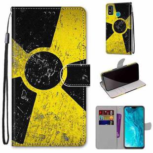 For Huawei Honor 9X Lite Coloured Drawing Cross Texture Horizontal Flip PU Leather Case with Holder & Card Slots & Wallet & Lanyard(Yellow Black Logo)