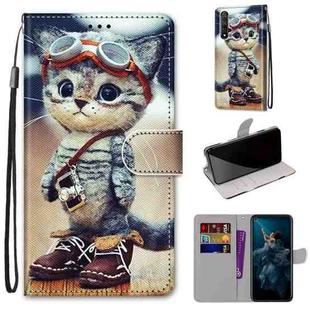 For Huawei Honor 20 Coloured Drawing Cross Texture Horizontal Flip PU Leather Case with Holder & Card Slots & Wallet & Lanyard(Leather Shoes Cat)